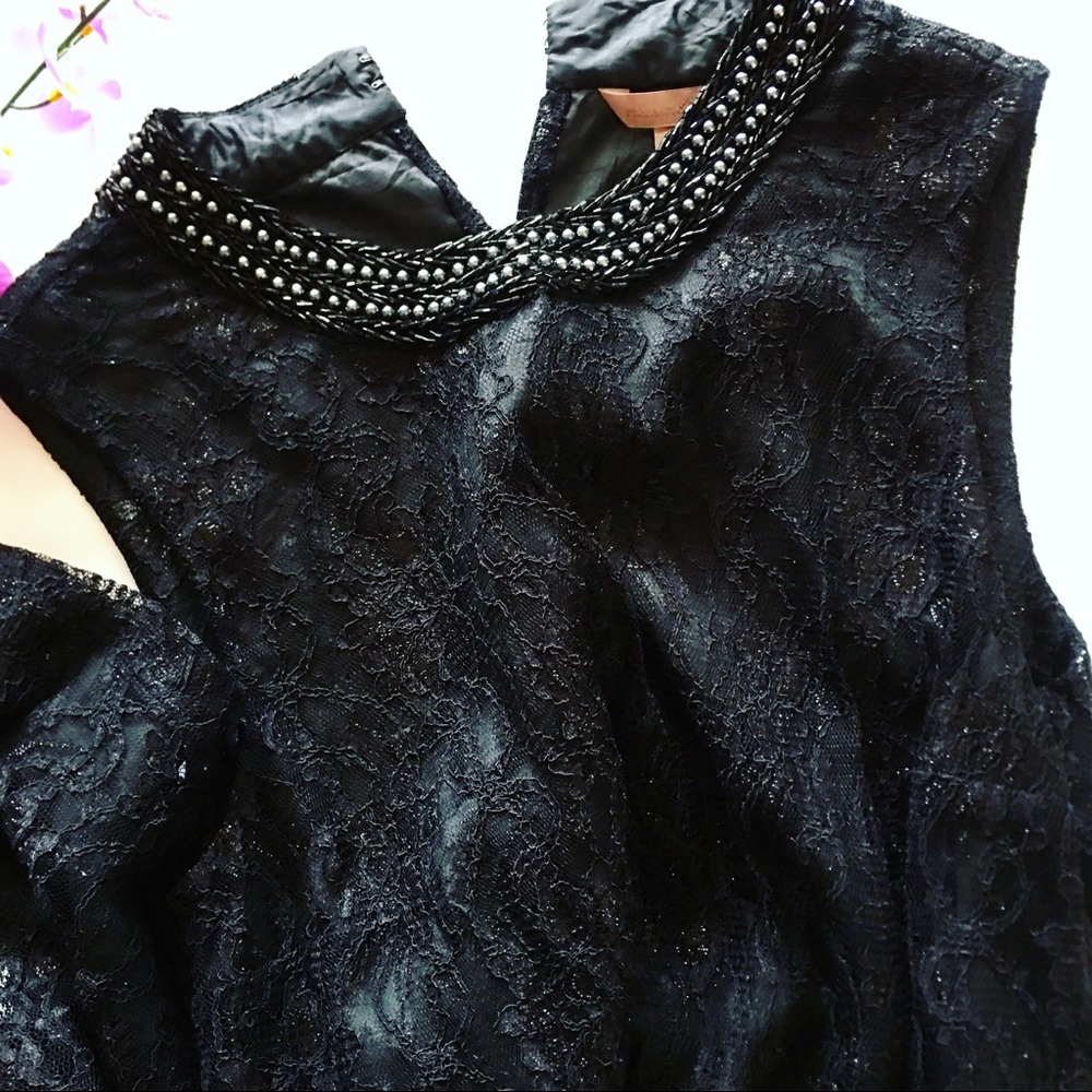 H&M Black lace beaded collar party dress size 8